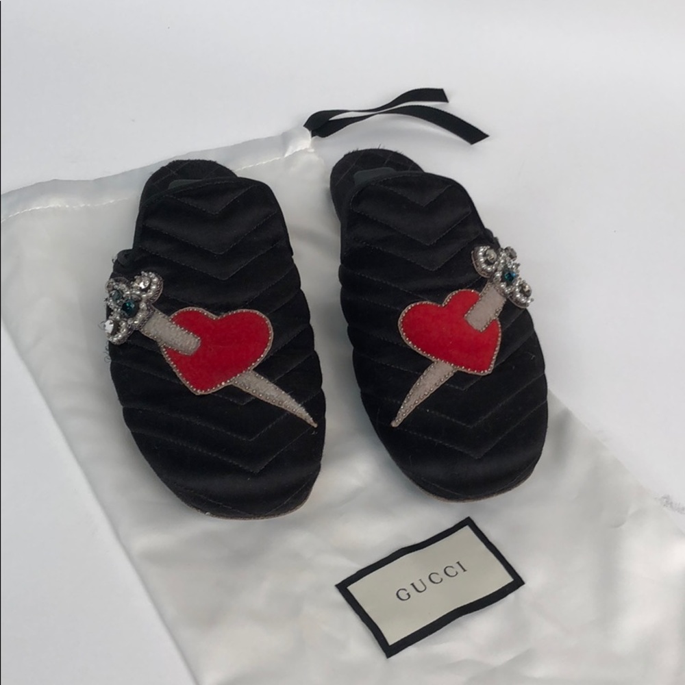 Gucci quilted with satin stitched heart Swarovski